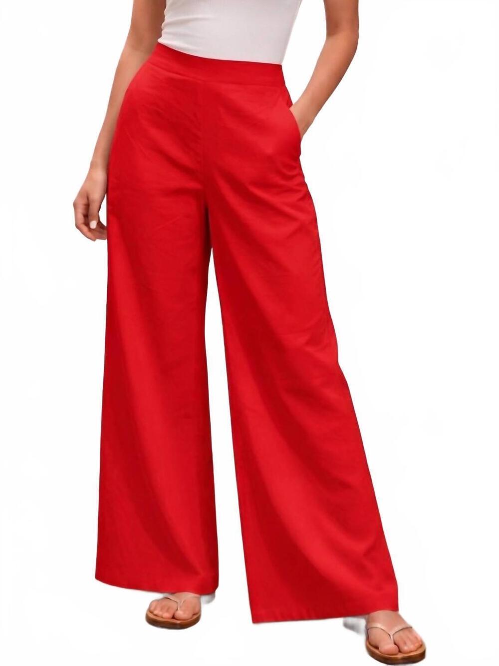 NEW STRUT & BOLT pleat detail wide leg twill pants in cherry red